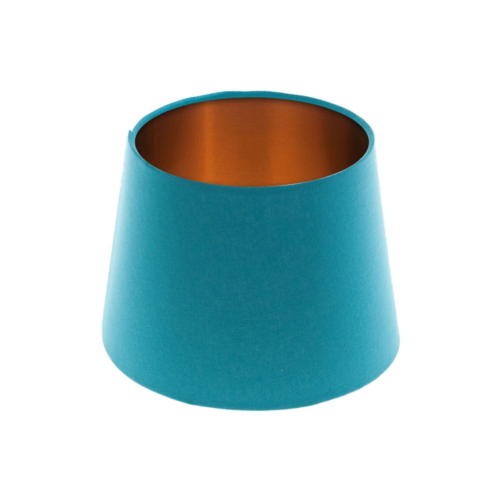 Aqua Blue French Drum Lampshade Brushed Copper Inner