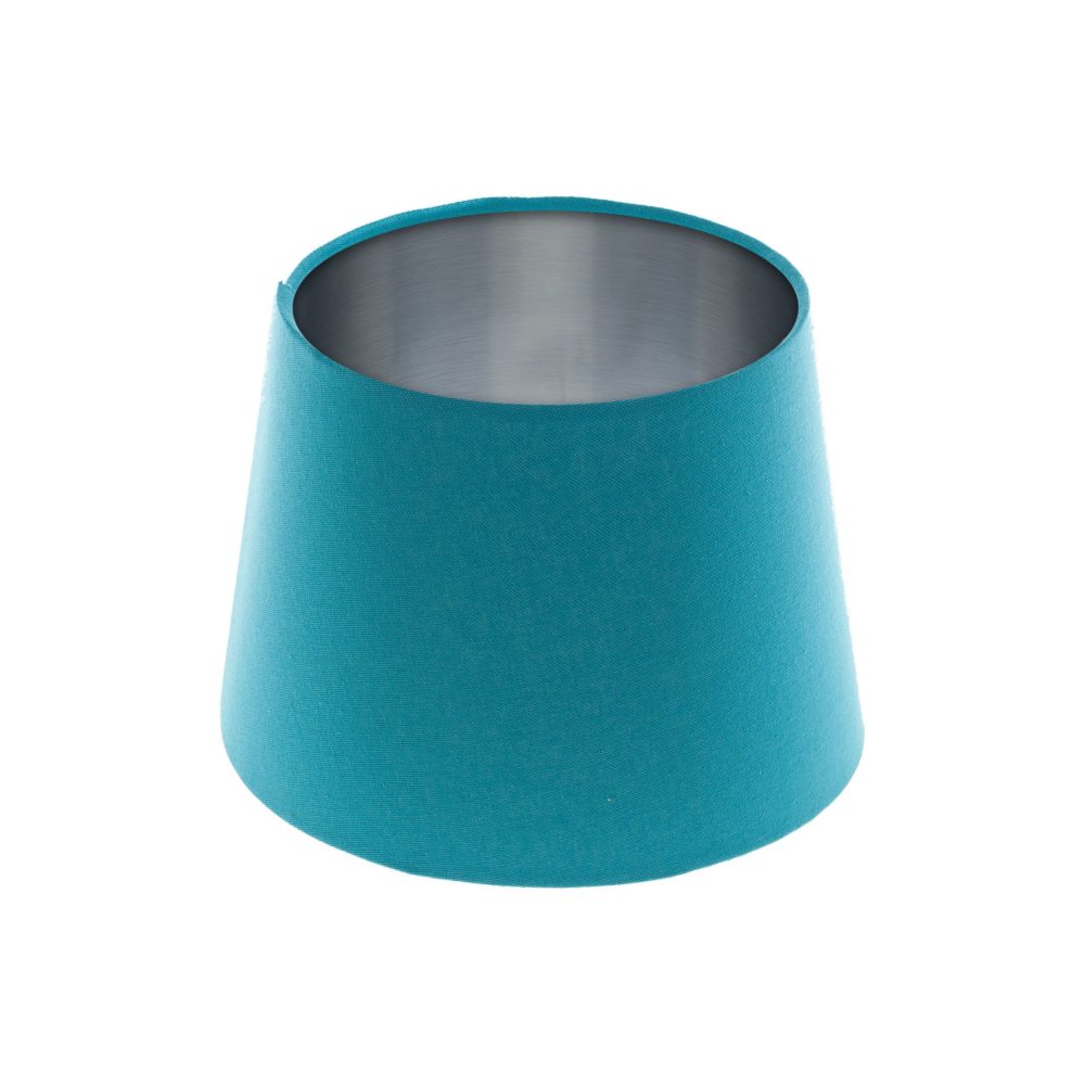 Aqua Blue French Drum Lampshade Brushed Silver Inner
