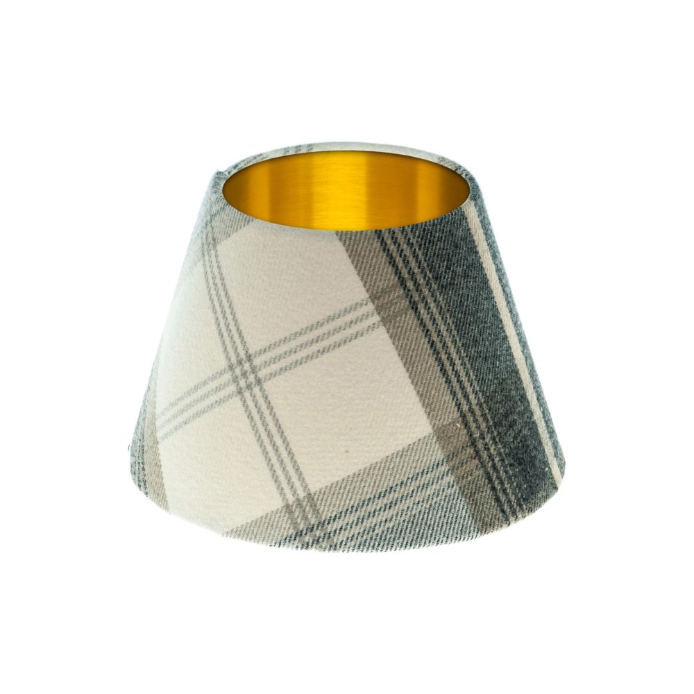 Balmoral Charcoal Tartan Empire Lampshade Brushed Gold Inner