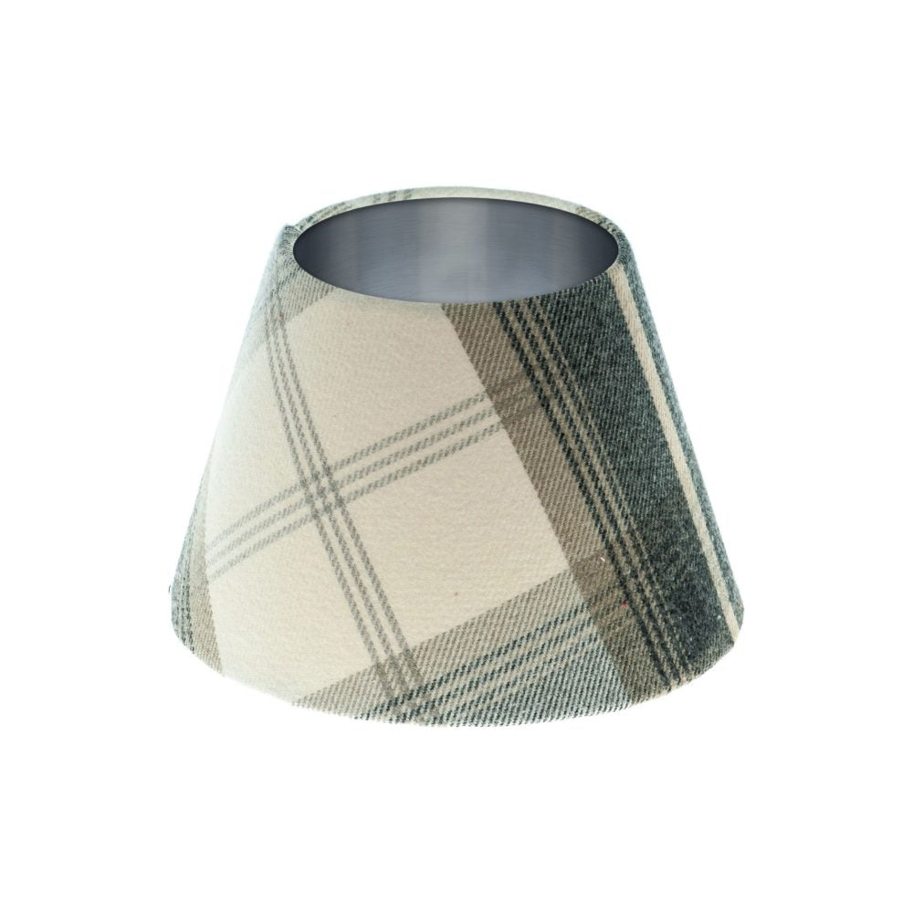 Balmoral Charcoal Tartan Empire Lampshade Brushed Silver Inner