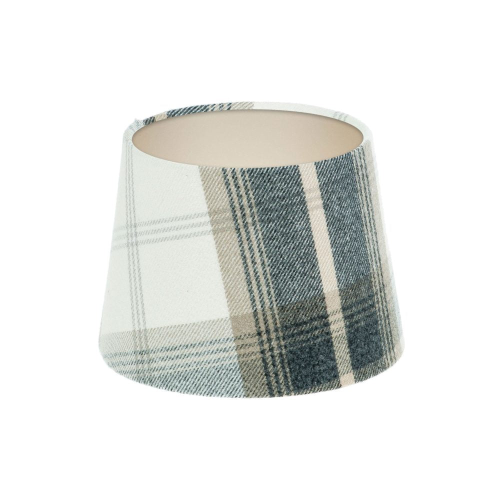 Balmoral Charcoal Tartan French Drum Lampshade Champagne Inner