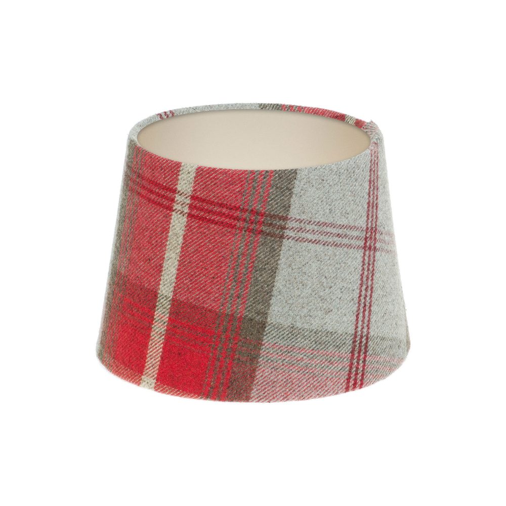 Balmoral Cherry Tartan French Drum Lampshade Champagne Inner