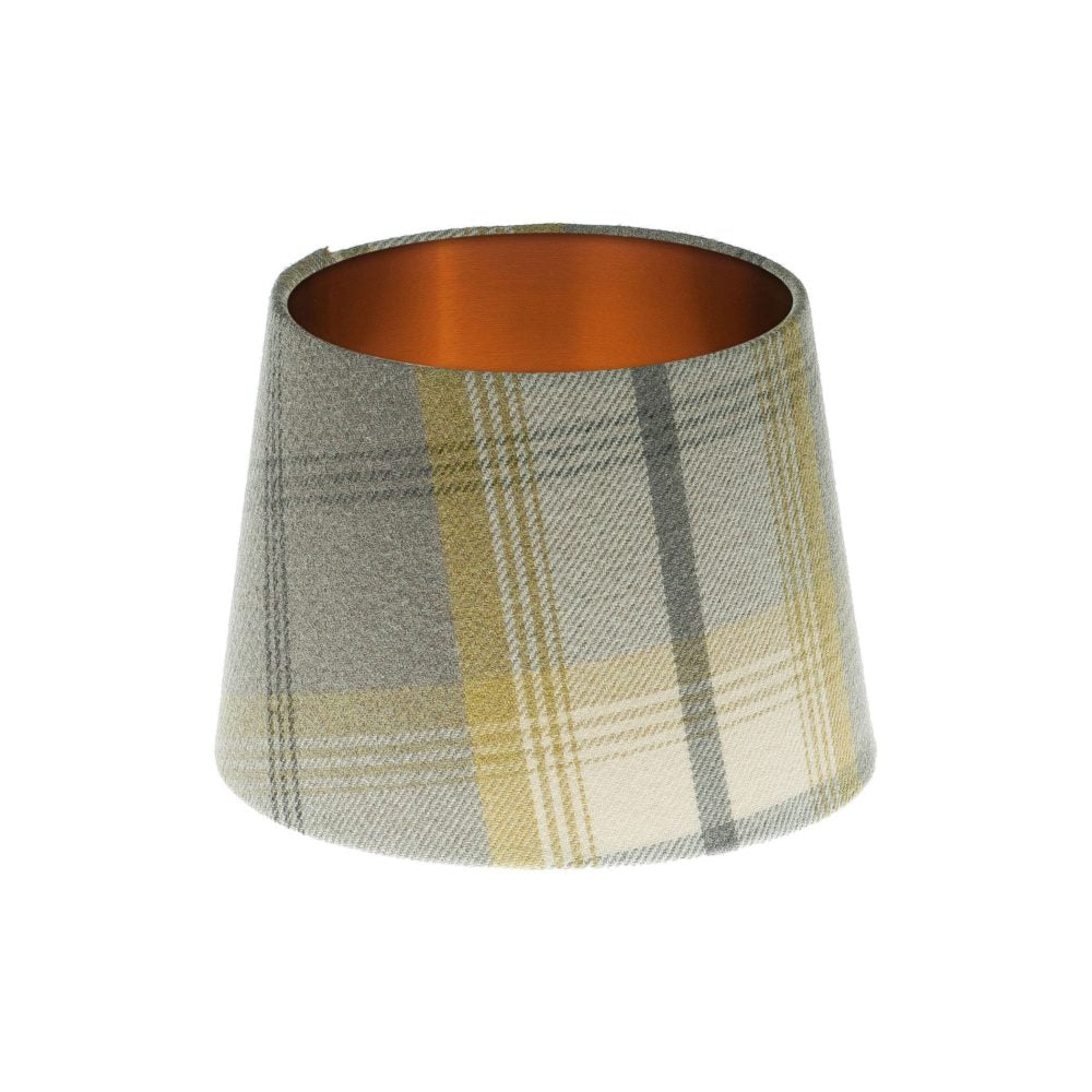Balmoral Citrus Tartan French Drum Lampshade Brushed Copper Inner