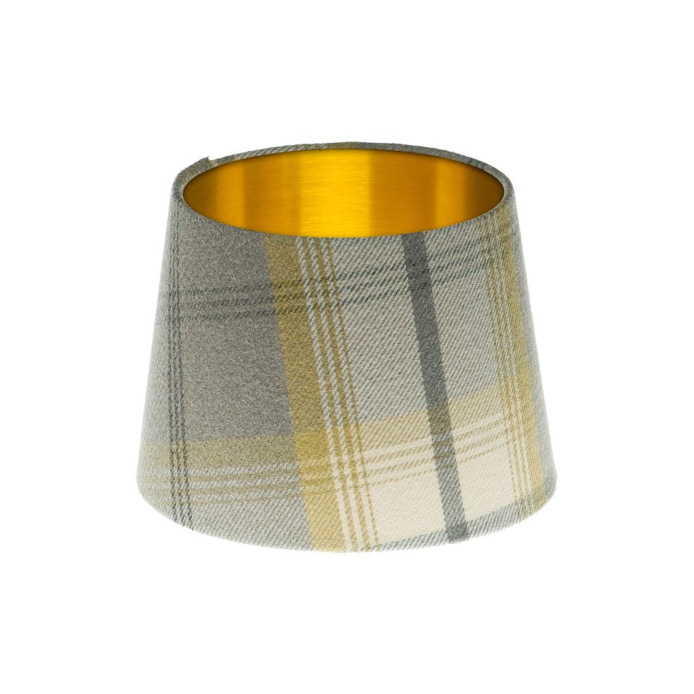 Balmoral Citrus Tartan French Drum Lampshade Brushed Gold Inner