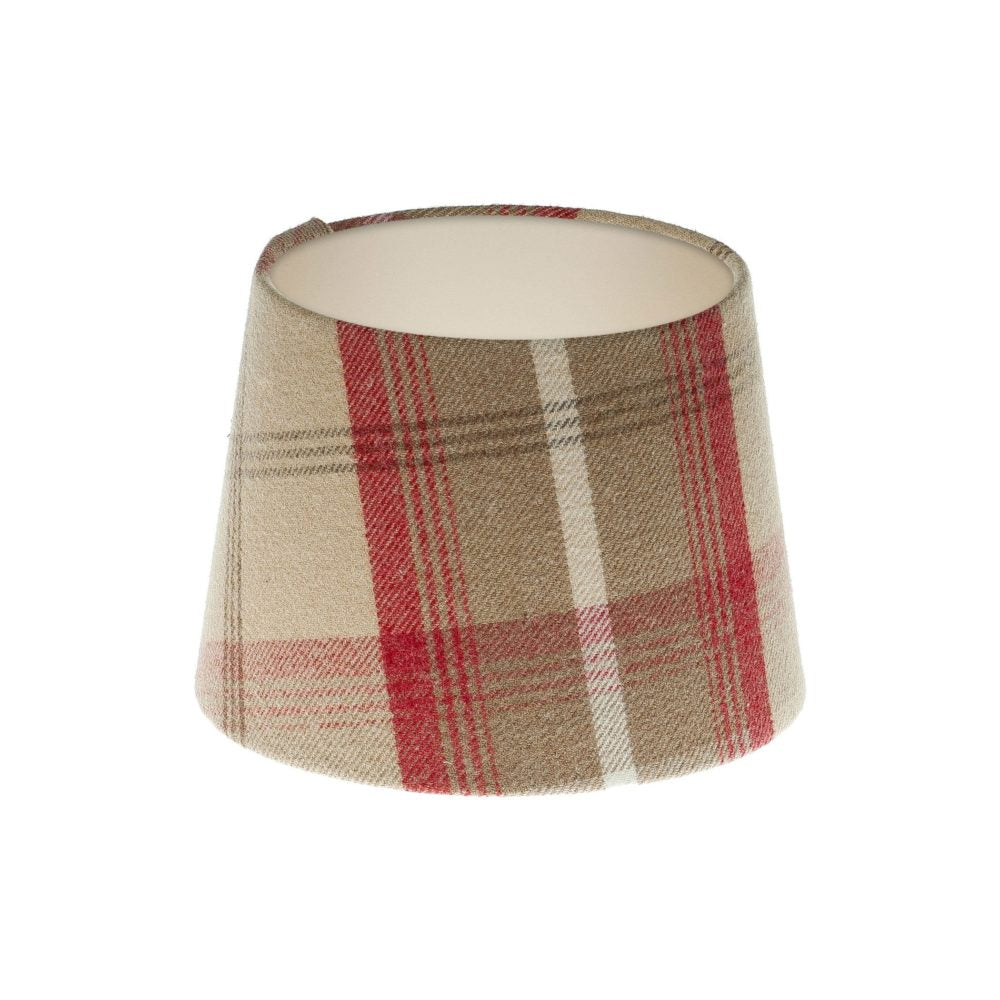 Balmoral Cranberry Tartan French Drum Lampshade Champagne Inner