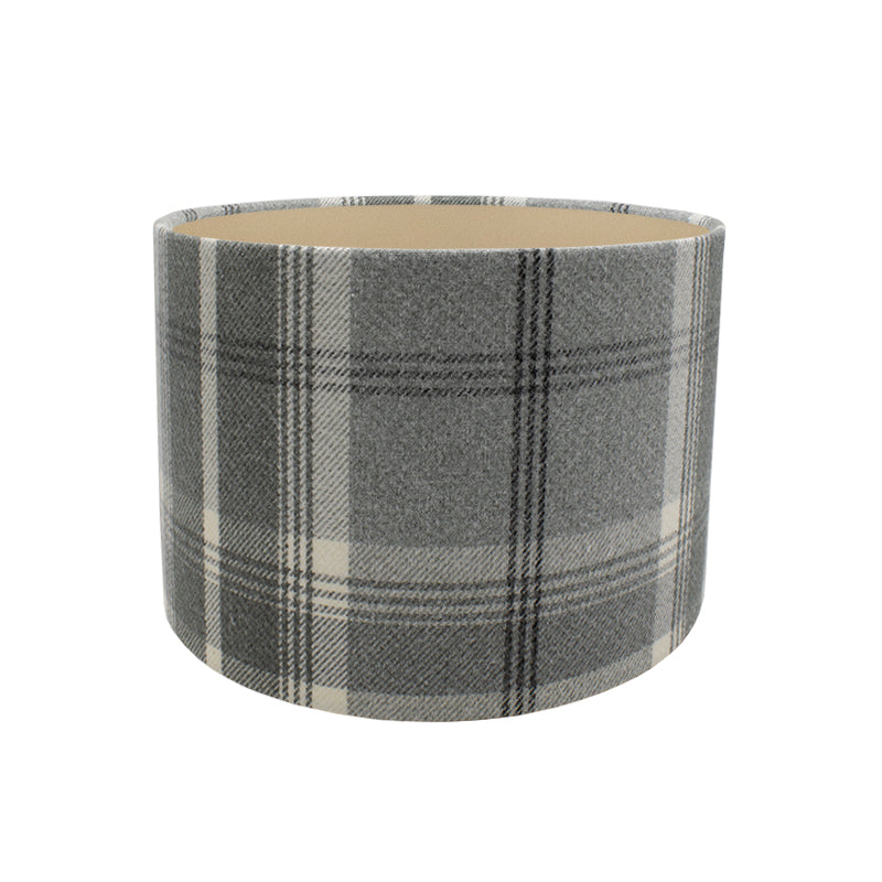 Balmoral Dove Grey Tartan Drum Lampshade