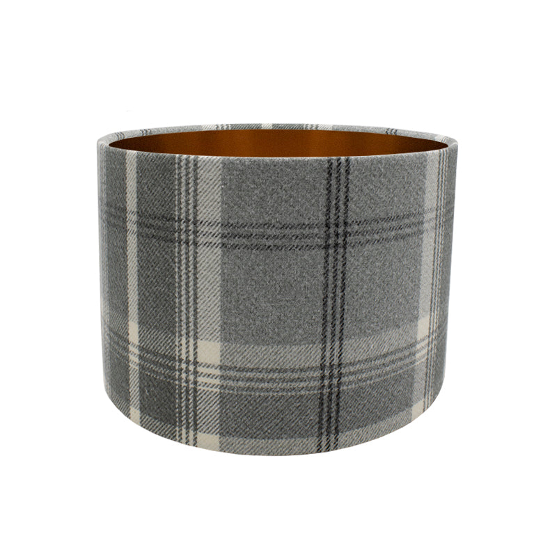 Balmoral Dove Grey Tartan Drum Lampshade