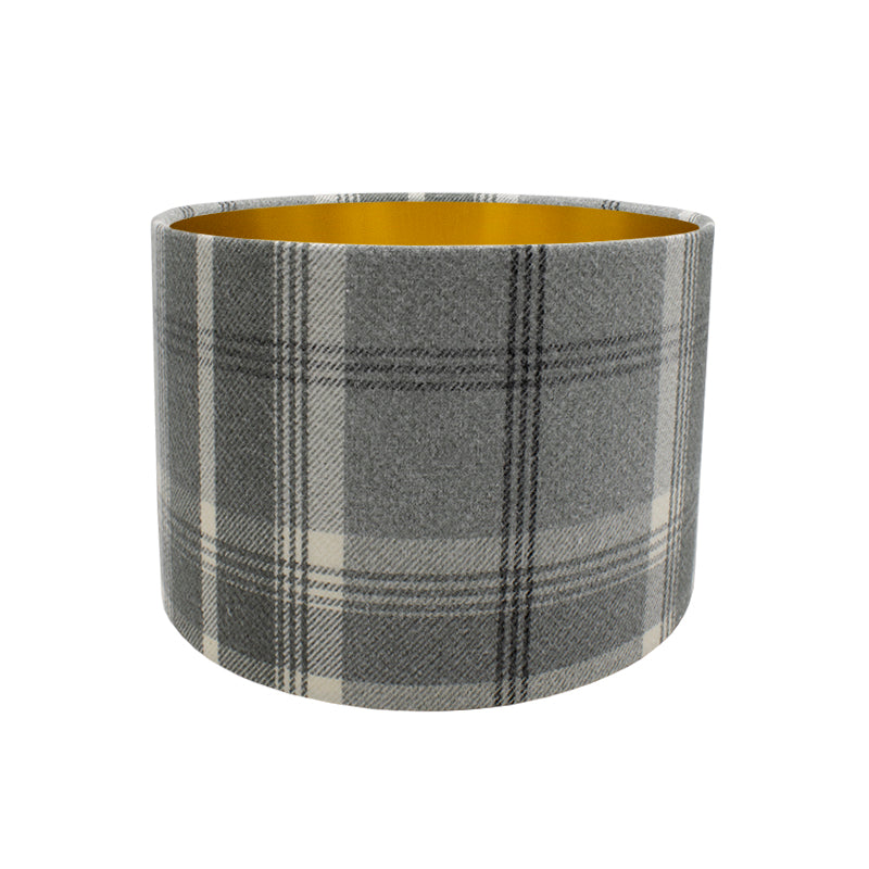 Balmoral Dove Grey Tartan Drum Lampshade