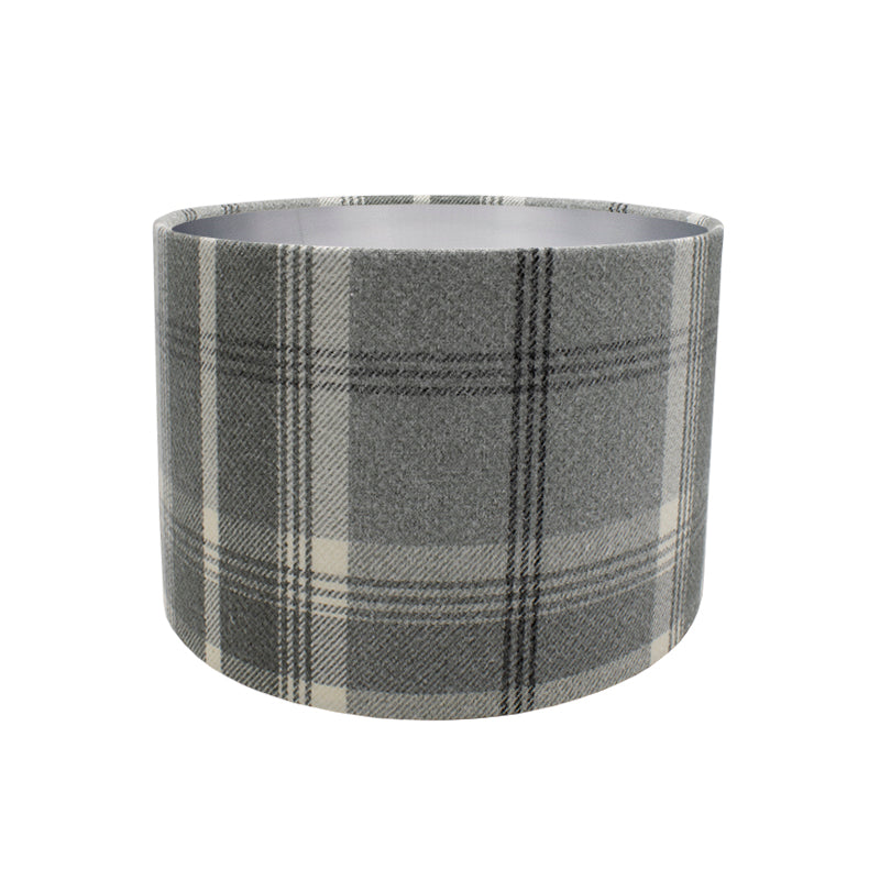 Balmoral Dove Grey Tartan Drum Lampshade