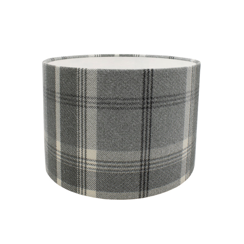 Balmoral Dove Grey Tartan Drum Lampshade