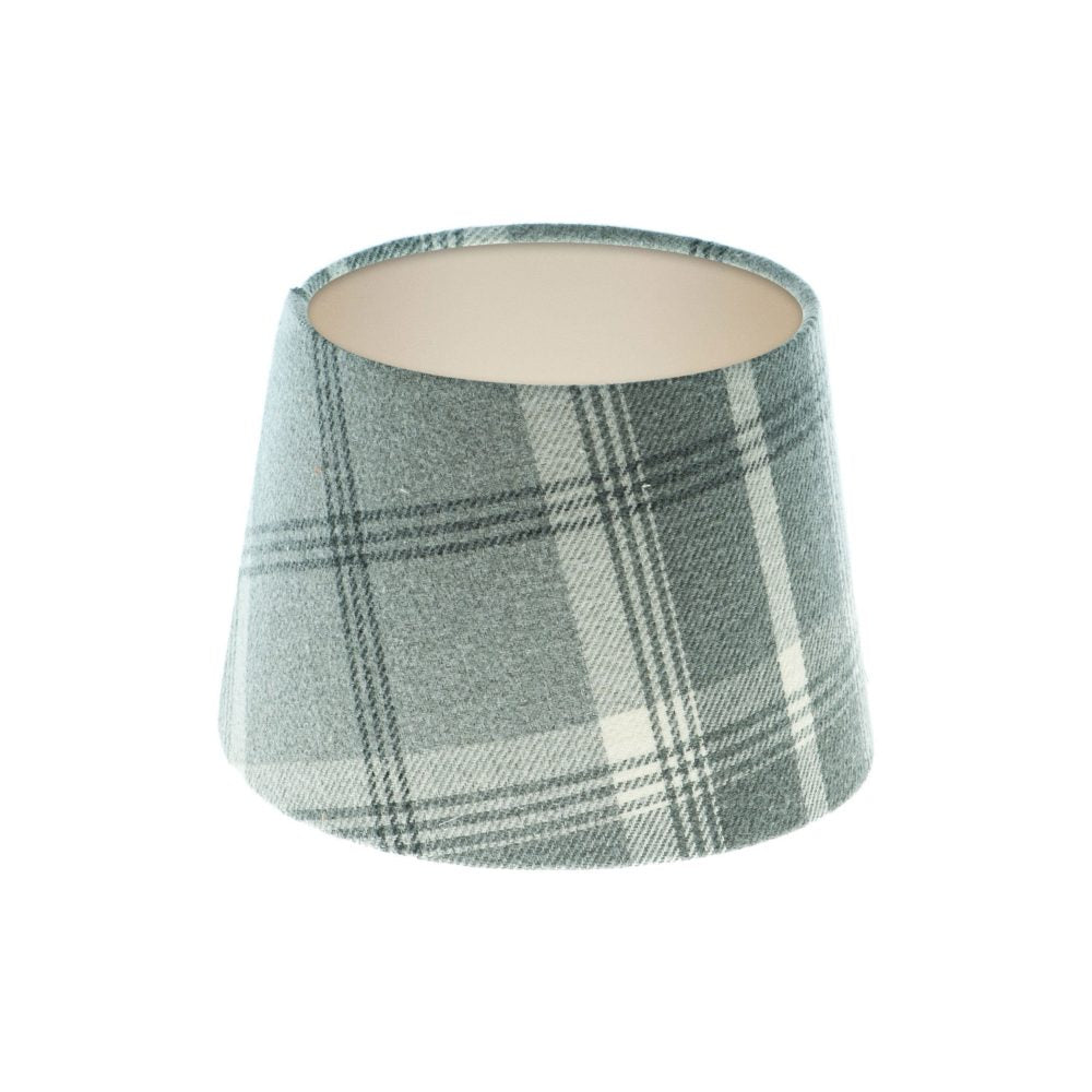 Balmoral Dove Grey Tartan French Drum Lampshade Champagne Inner