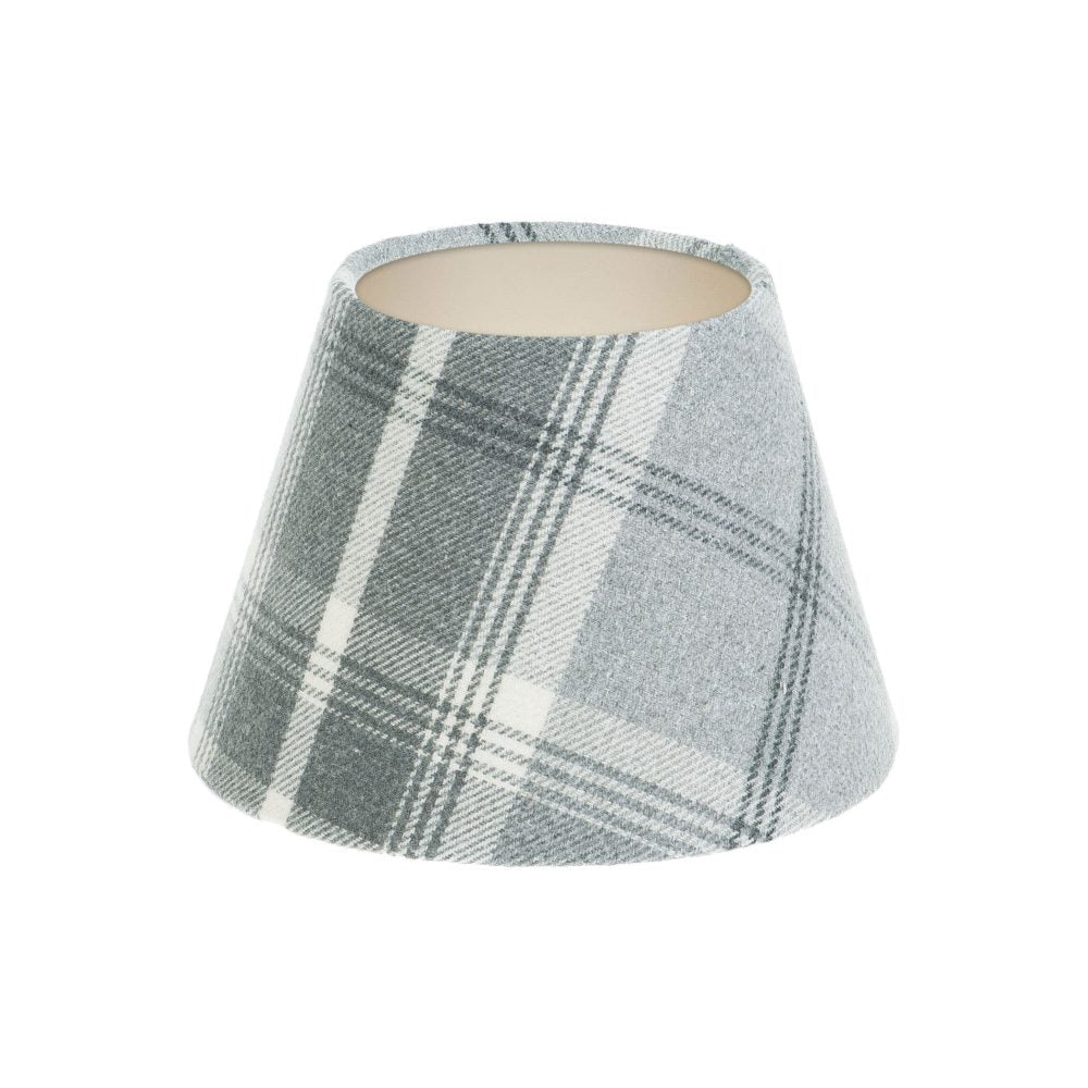 Balmoral Dove Grey Tartan Empire Lampshade Champagne Inner