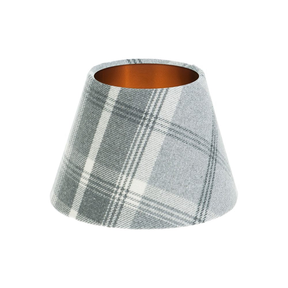 Balmoral Dove Grey Tartan Empire Lampshade Brushed Copper Inner