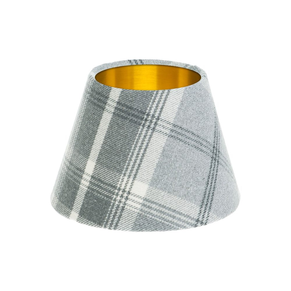 Balmoral Dove Grey Tartan Empire Lampshade Brushed Gold Inner