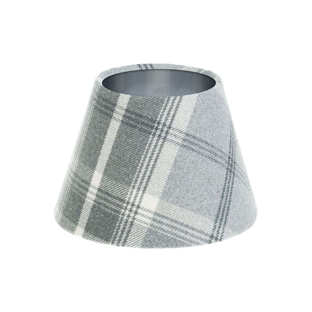Balmoral Dove Grey Tartan Empire Lampshade Brushed Silver Inner