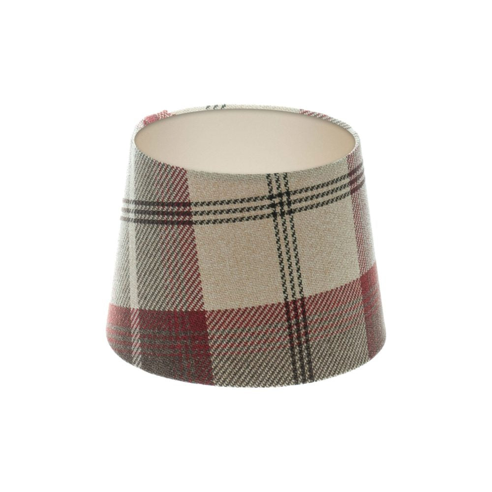 Balmoral Maroon Tartan French Drum Lampshade Champagne Inner