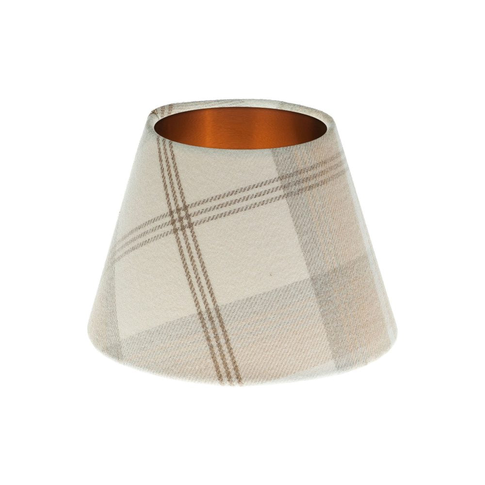 Balmoral Natural Tartan Empire Lampshade Brushed Copper Inner