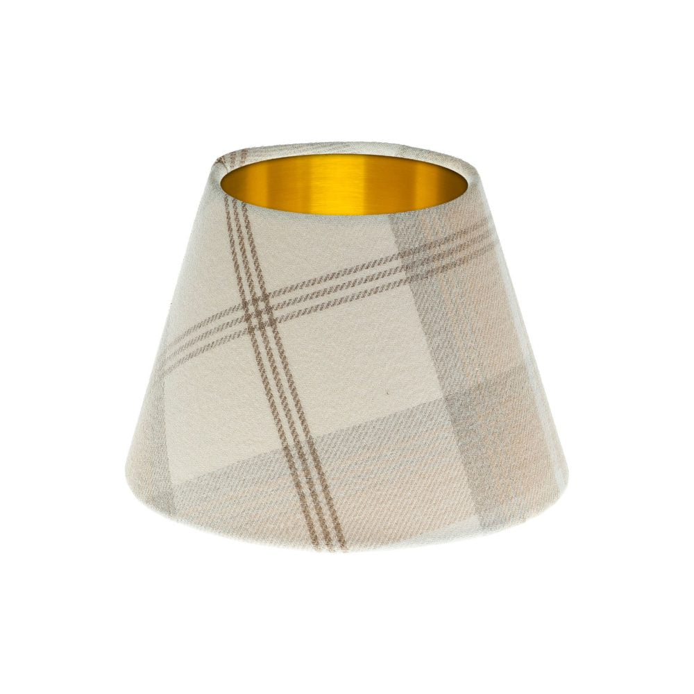 Balmoral Natural Tartan Empire Lampshade Brushed Gold Inner
