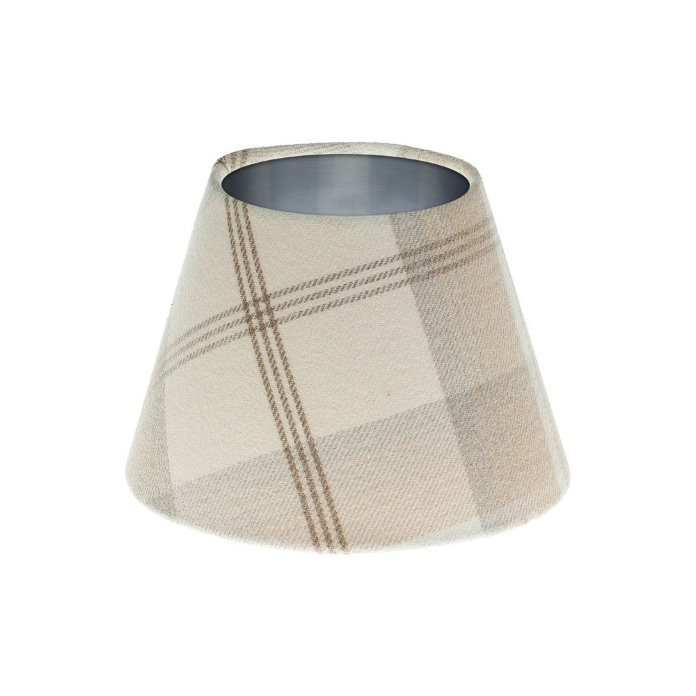 Balmoral Natural Tartan Empire Lampshade Brushed Silver Inner