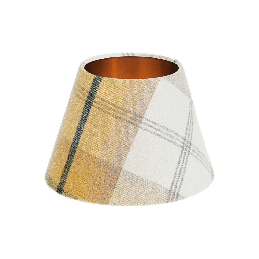 Balmoral Ochre Tartan Empire Lampshade Brushed Copper Inner