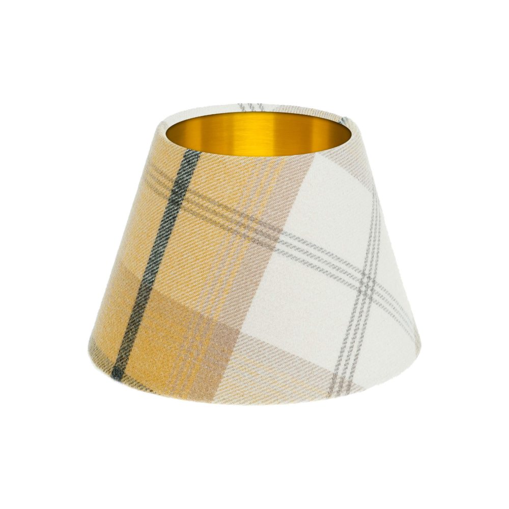 Balmoral Ochre Tartan Empire Lampshade Brushed Gold Inner