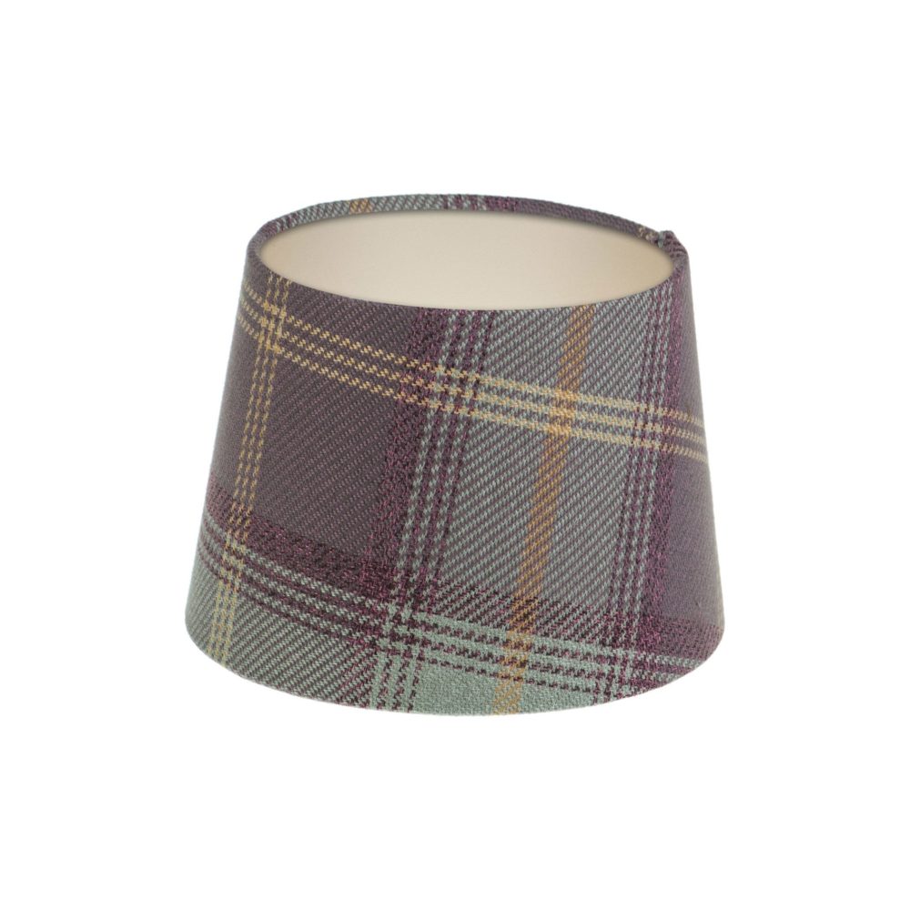 Balmoral Lavender Tartan French Drum Lampshade Champagne Inner