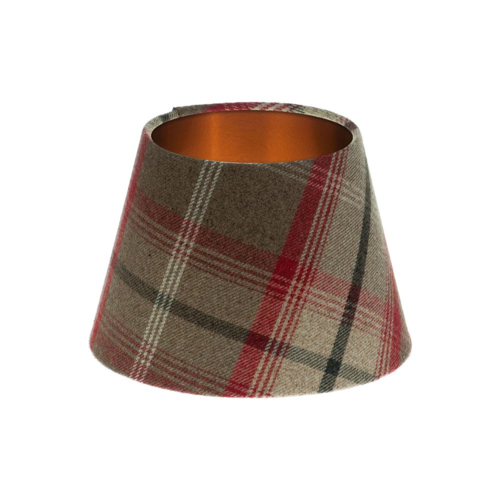 Balmoral Rosso Tartan Empire Lampshade Brushed Copper Inner