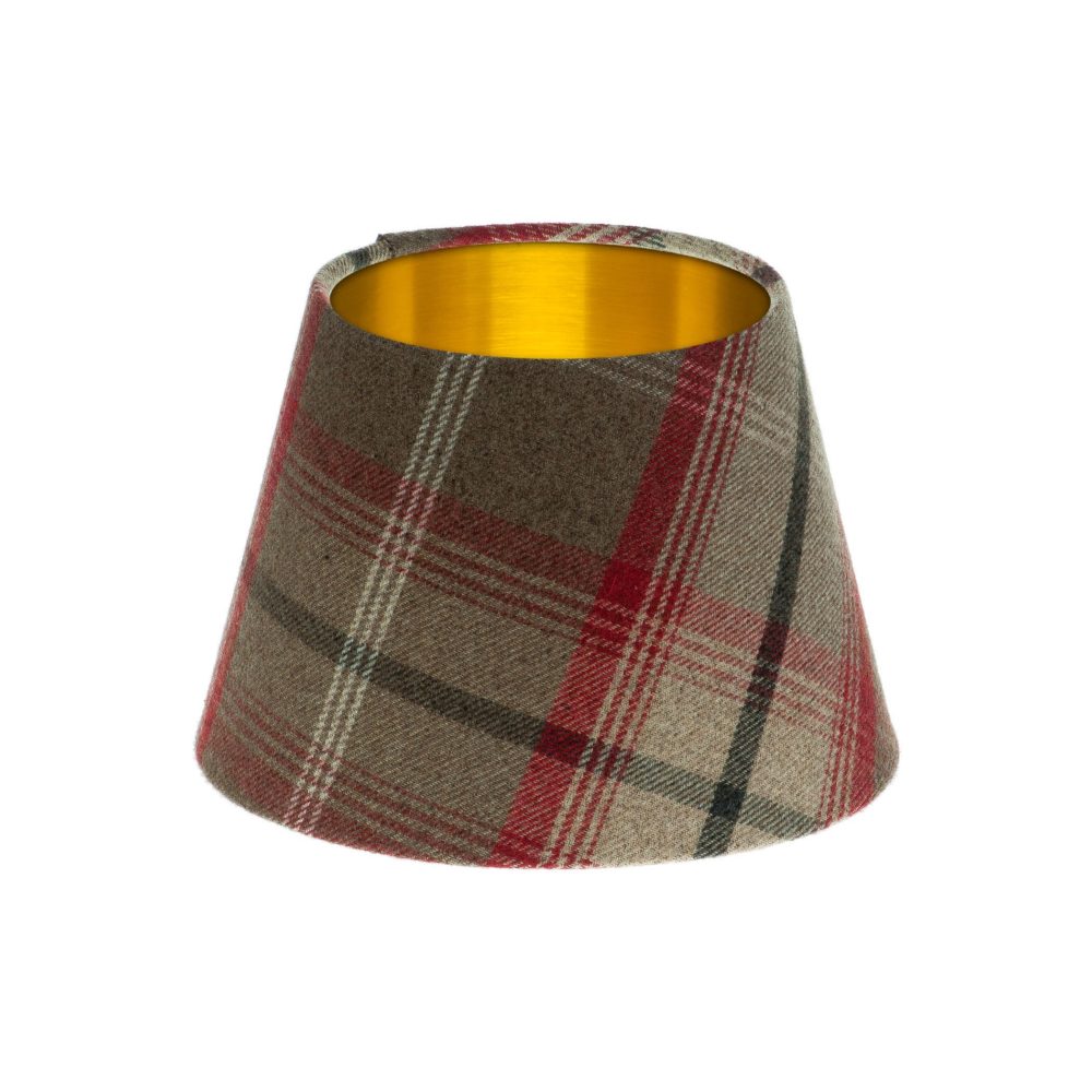 Balmoral Rosso Tartan Empire Lampshade Brushed Gold Inner