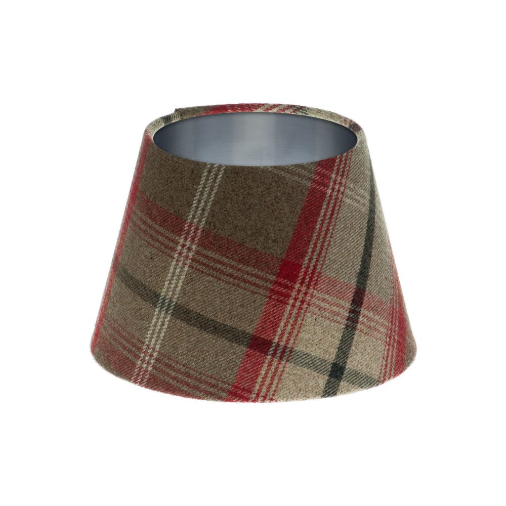 Balmoral Rosso Tartan Empire Lampshade Brushed Silver Inner