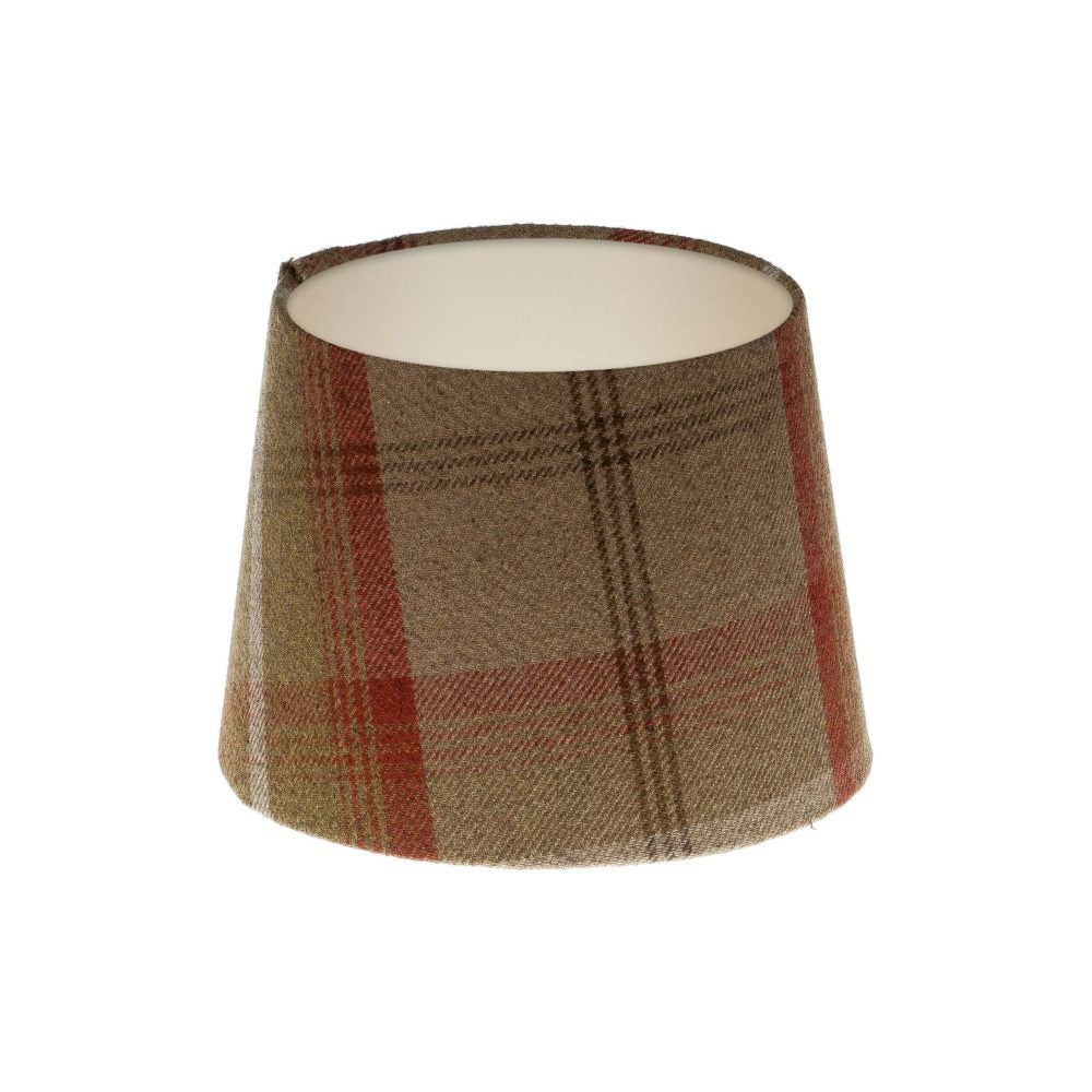 Balmoral Rust Tartan French Drum Lampshade Champagne Inner