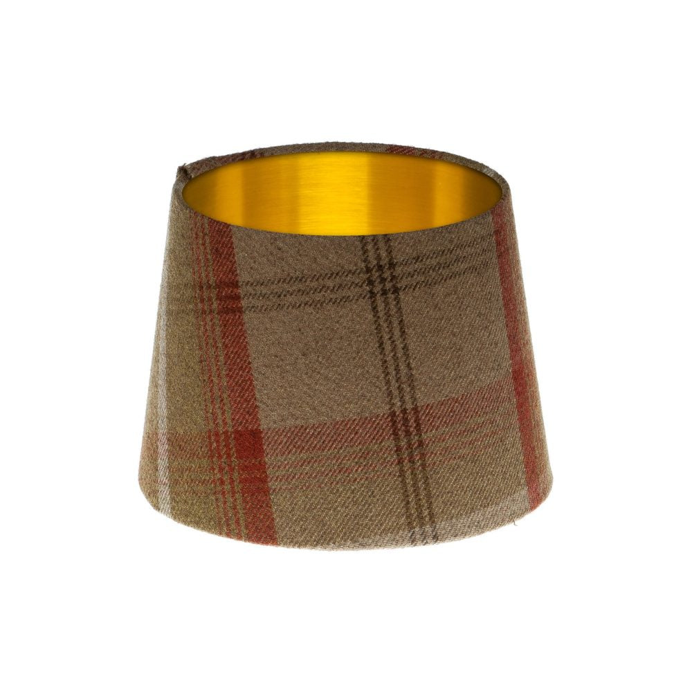Balmoral Rust Tartan French Drum Lampshade Brushed Gold Inner