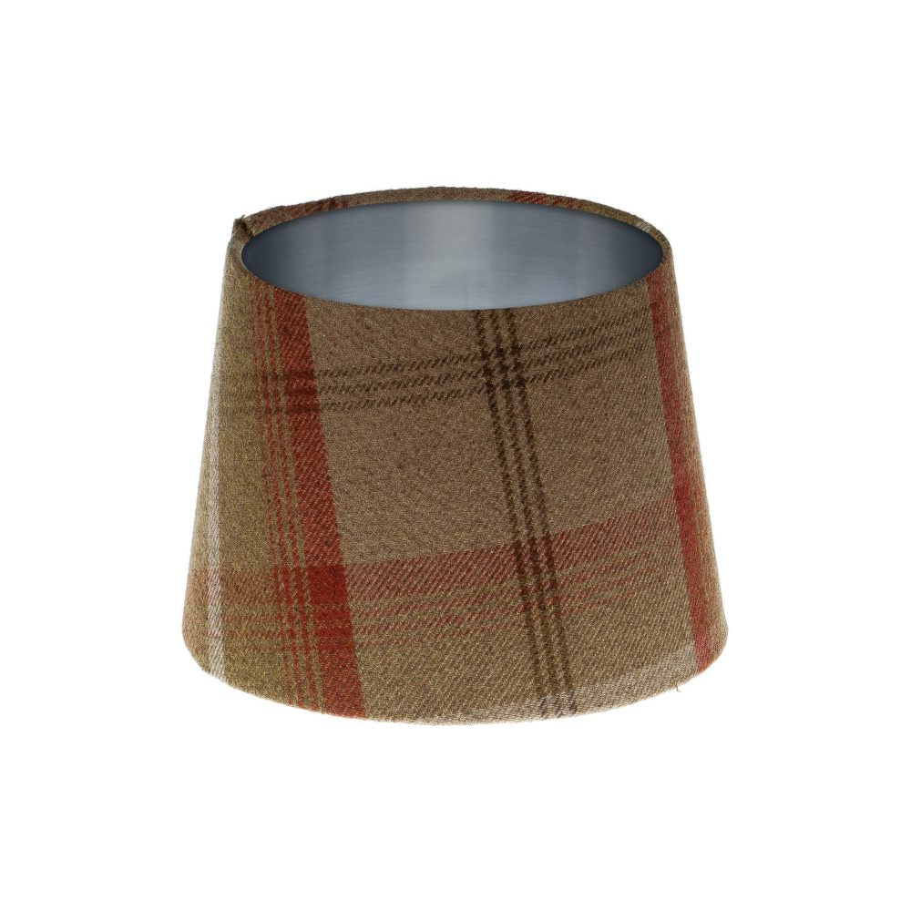Balmoral Rust Tartan French Drum Lampshade Brushed Silver Inner