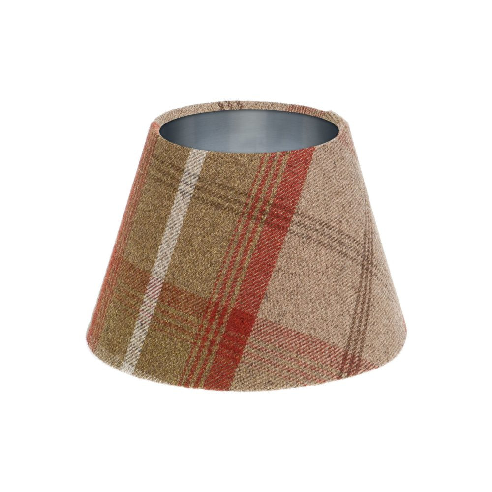 Balmoral Rust Tartan Empire Lampshade Brushed Silver Inner