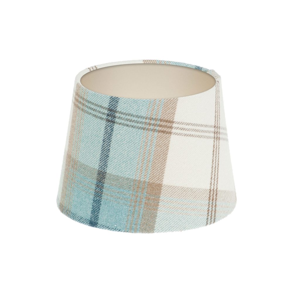 Balmoral Sky Tartan French Drum Lampshade Champagne Inner