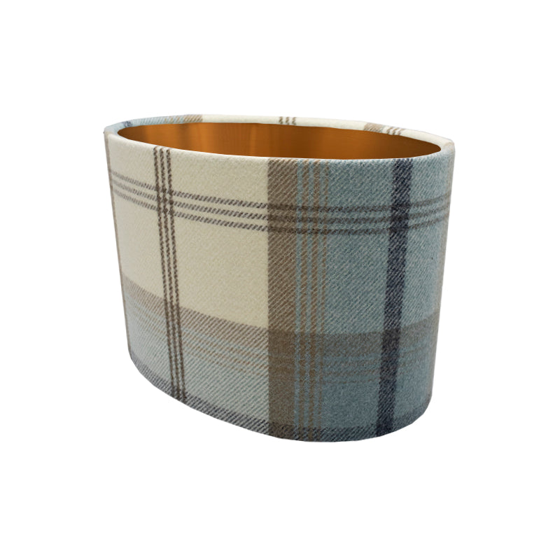Balmoral Sky Blue Tartan Oval Lampshade