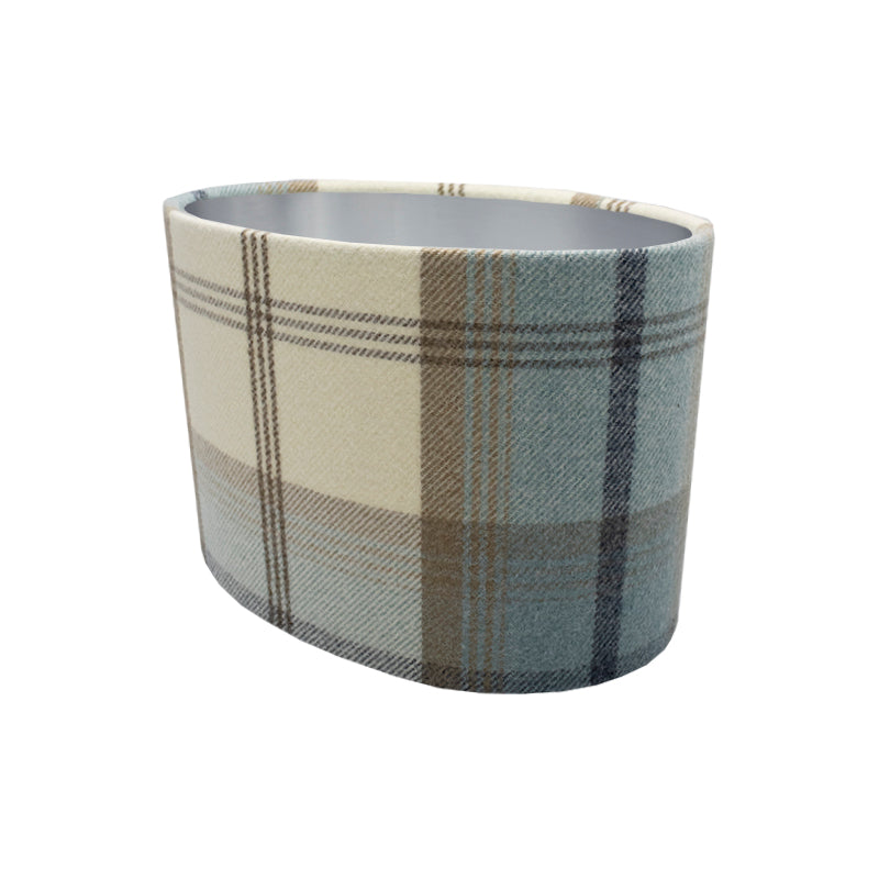 Balmoral Sky Blue Tartan Oval Lampshade