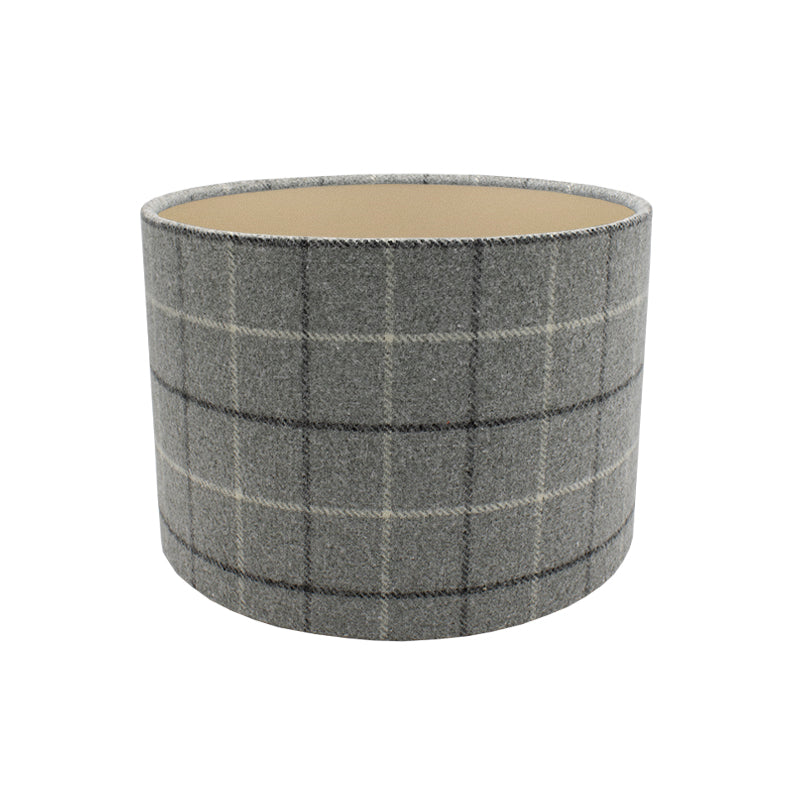Bamburgh Dove Grey Tartan Drum Lampshade
