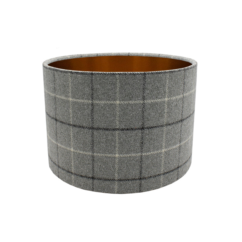 Bamburgh Dove Grey Tartan Drum Lampshade