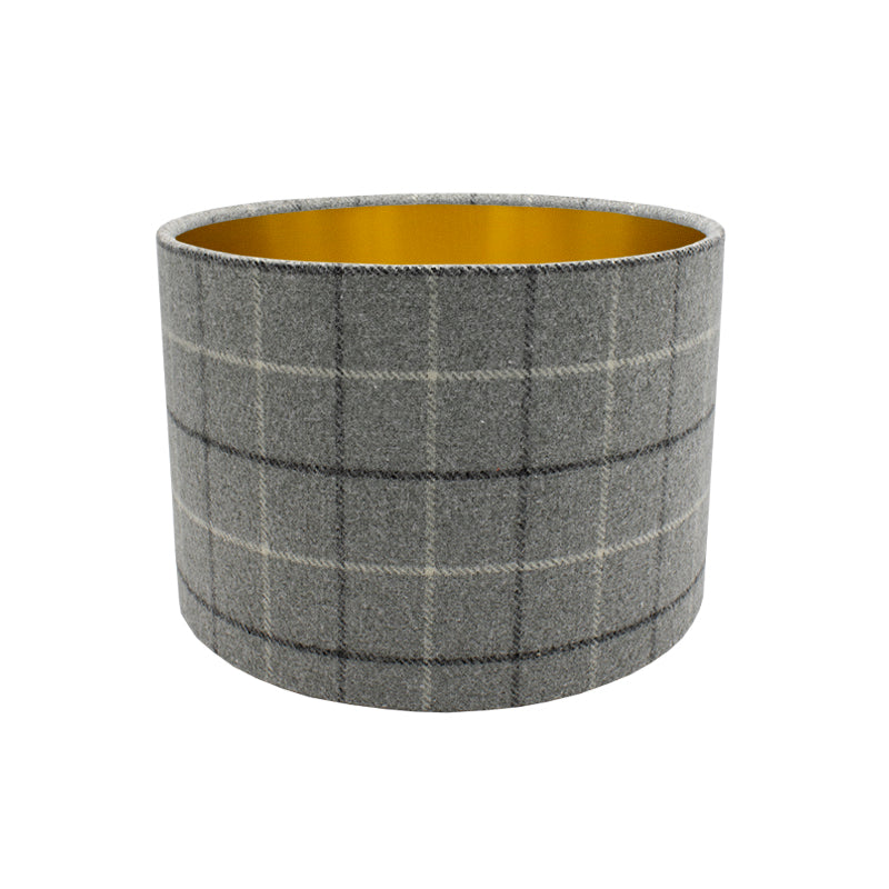 Bamburgh Dove Grey Tartan Drum Lampshade