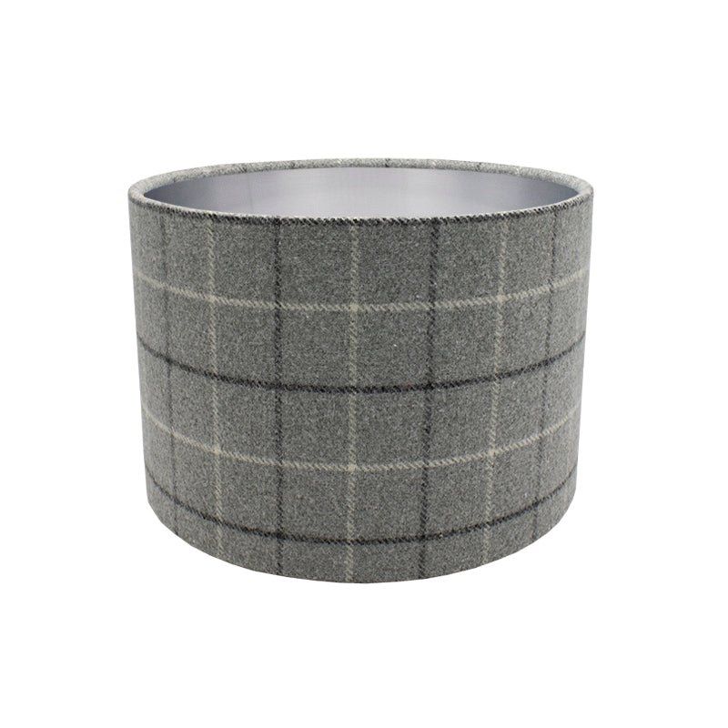 Bamburgh Dove Grey Tartan Drum Lampshade