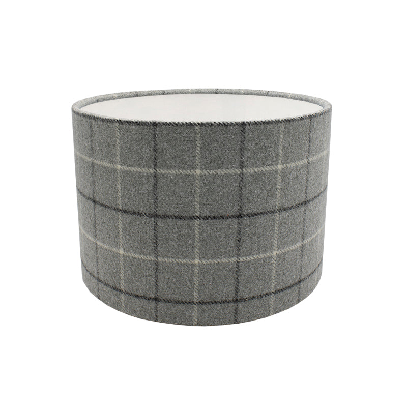 Bamburgh Dove Grey Tartan Drum Lampshade
