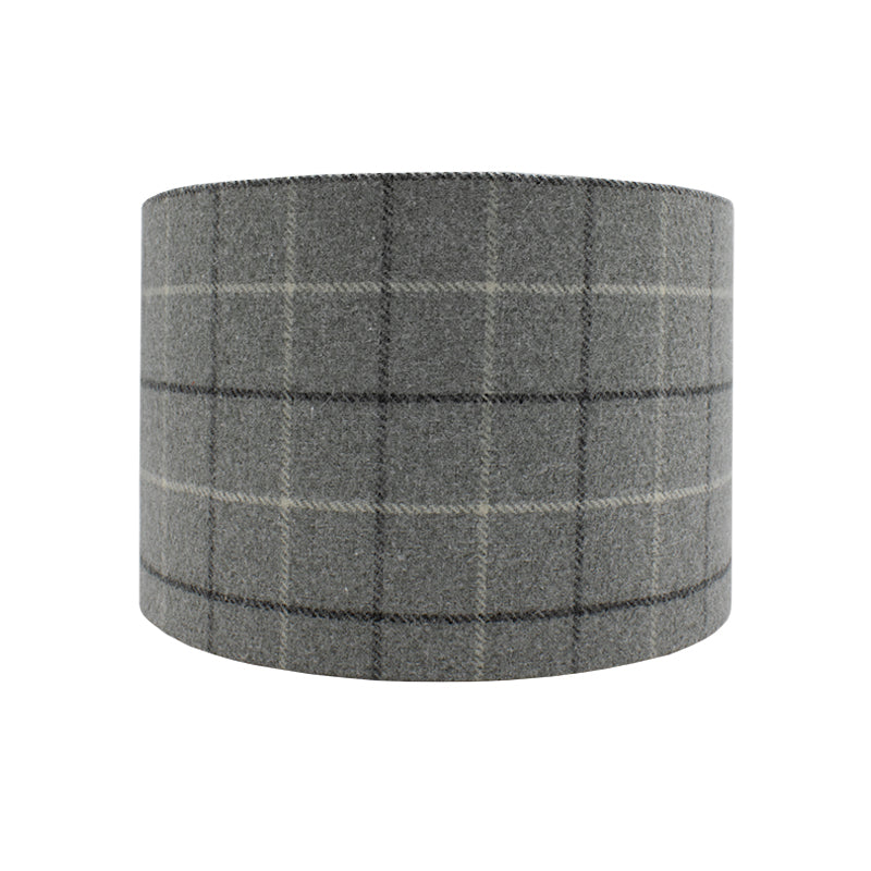 Bamburgh Dove Grey Tartan Drum Lampshade