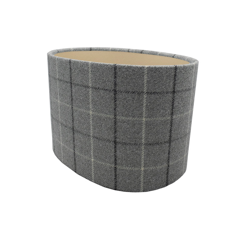 Bamburgh Dove Grey Tartan Oval Lampshade
