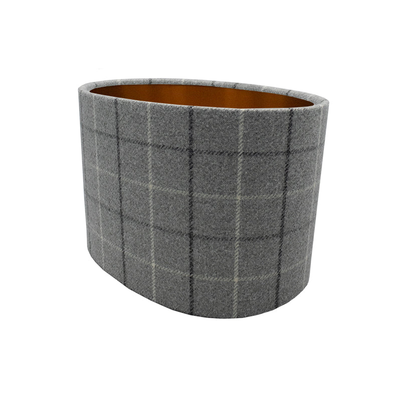 Bamburgh Dove Grey Tartan Oval Lampshade