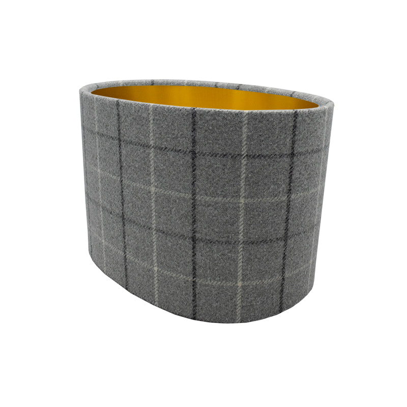 Bamburgh Dove Grey Tartan Oval Lampshade