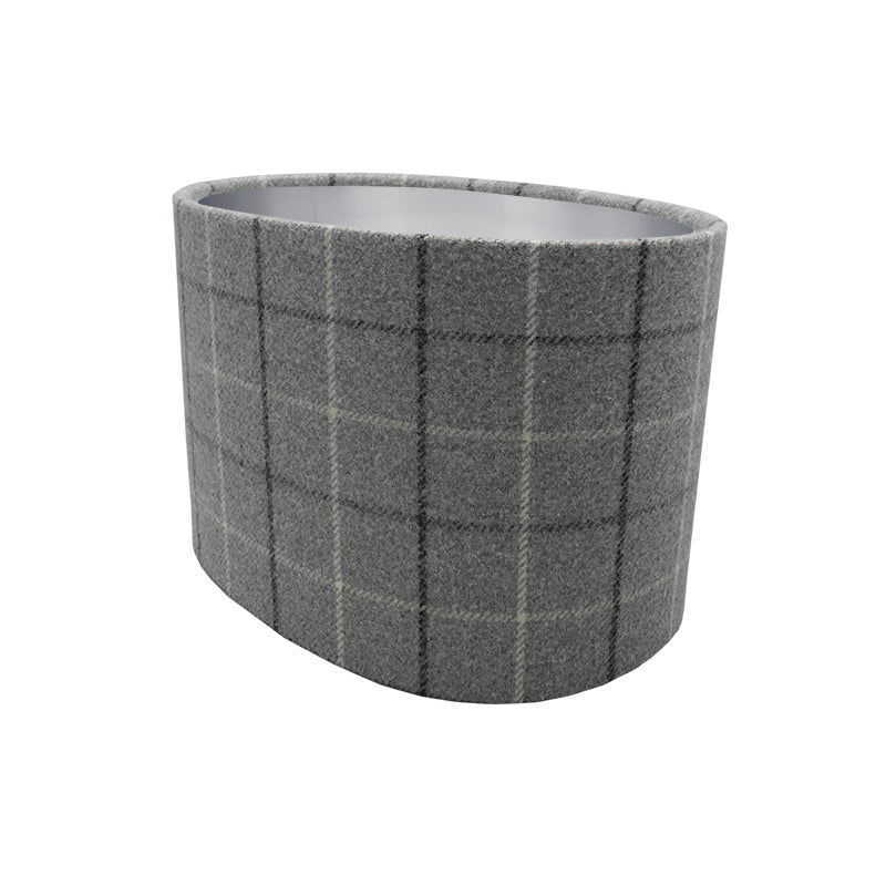Bamburgh Dove Grey Tartan Oval Lampshade