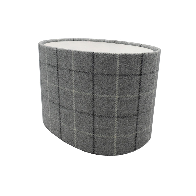 Bamburgh Dove Grey Tartan Oval Lampshade