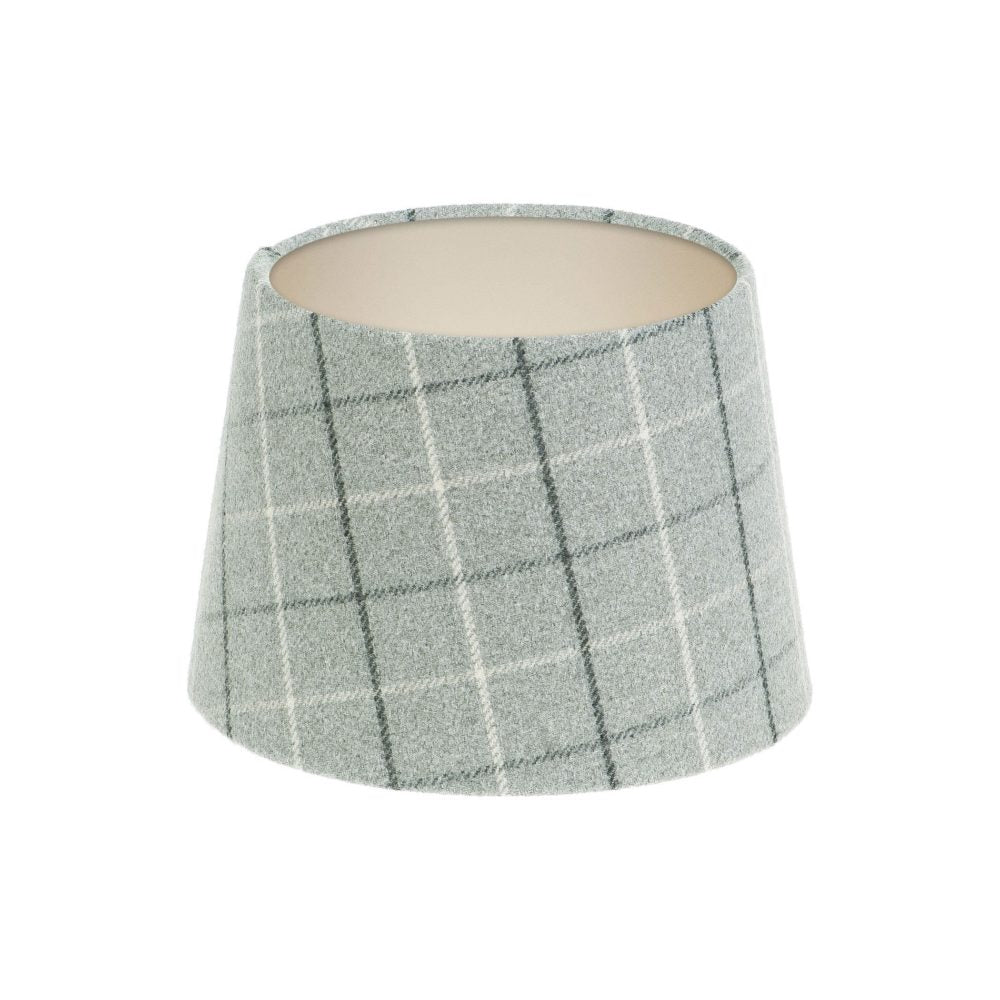 Bamburgh Dove Grey Tartan French Drum Lampshade Champagne Inner