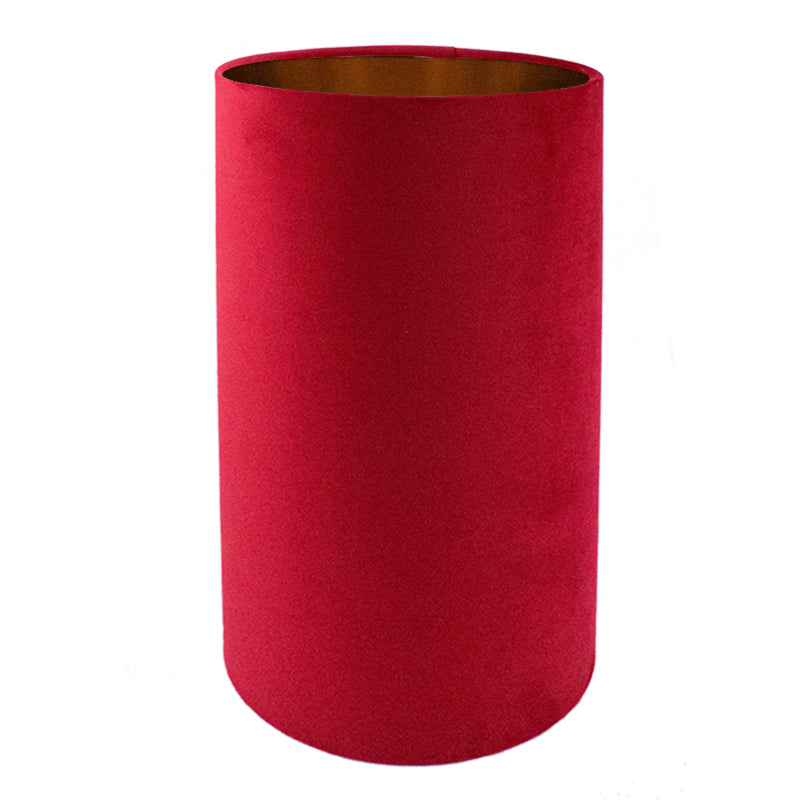 Berry Red Velvet Tall Drum Lampshade