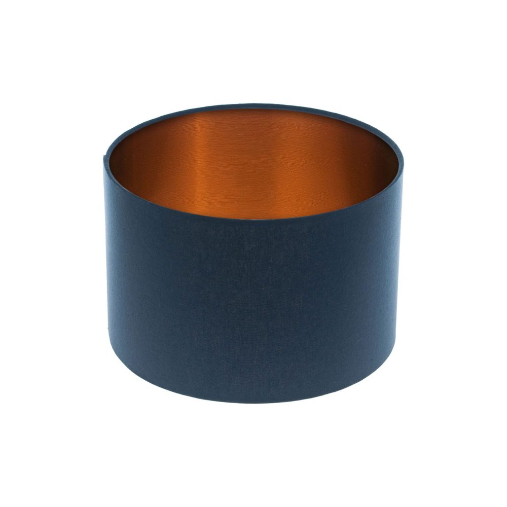 Bright Navy Blue Drum Lampshade Brushed Copper Inner
